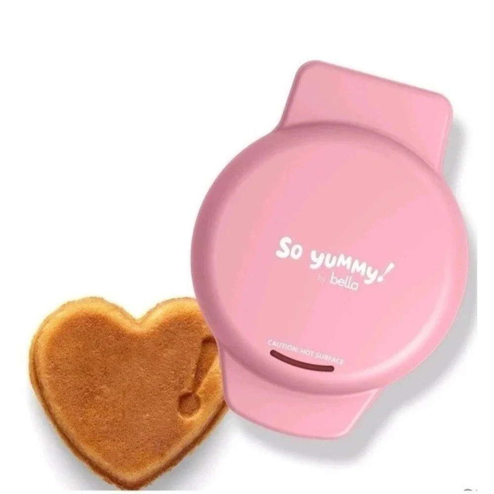So Yummy by Bella Mini Valentine Pink Heart Shape Waffle Maker + Recipe Book NEW